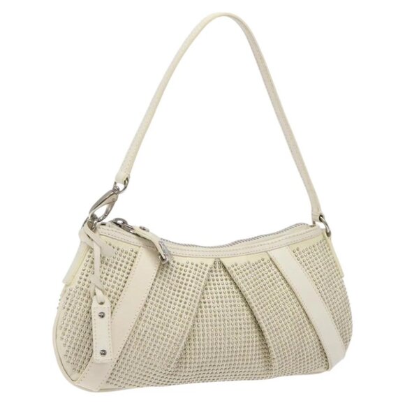 BURBERRY Studs Hand Bag Leather White Auth bs25499 - Picture 1 of 14